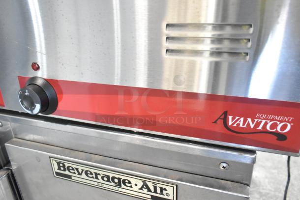 Brand new Avantco 177FW200D electric countertop food warmer, features thermostatic controls, minor scratches visible.