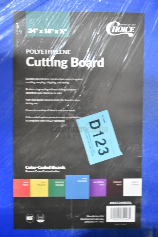 12 new Choice cutting boards, sizes 20"x15"x1/2" and 24"x18"x1/2", polyethylene, scratch-and-dent condition.