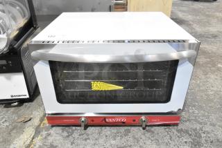Brand new Avantco 177CO16 stainless steel half-size countertop convection oven, 1.5 cu. ft., minor scratches visible.