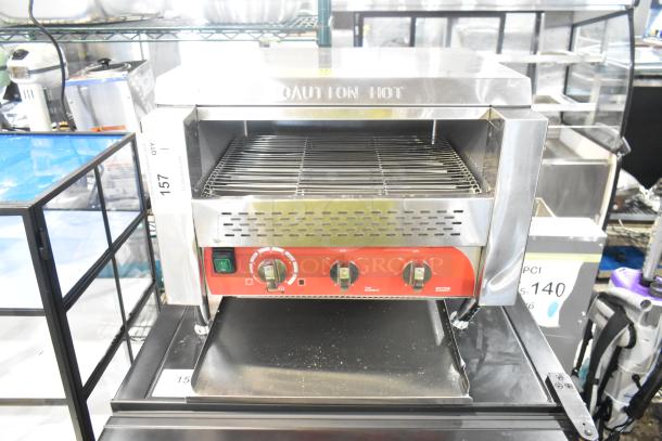 Avantco 184T3600D stainless steel conveyor toaster, brand new, 14.5" wide, 3" opening, 1200 slices/hour, 240V, 1 phase.