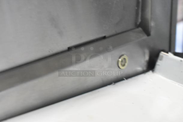 Brand new Avantco 184T3600D stainless steel conveyor toaster detail, shows minor scratch; 14.5" wide, 3" opening, 1200 slices/hr.