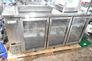 BRAND NEW Avantco 3 Door Back Bar Cooler, stainless steel, commercial grade, 115V, 1 Phase, with minor scratches.