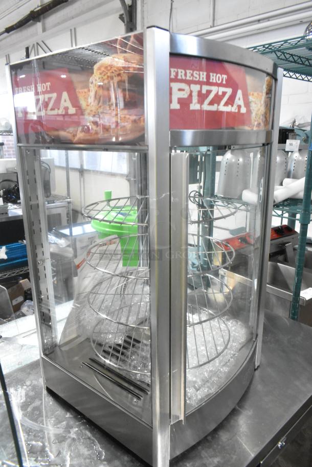 BRAND NEW ServIt 423PDW12D2 stainless steel 12" self-service pizza warmer with a 4-shelf rotating rack.