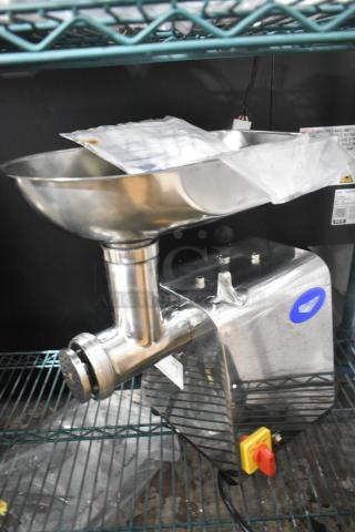 BRAND NEW SCRATCH AND DENT! Vollrath MIN0012 40743 #12 Stainless Steel Meat Grinder. 110 Volts, 1 Phase. - Item #1212179