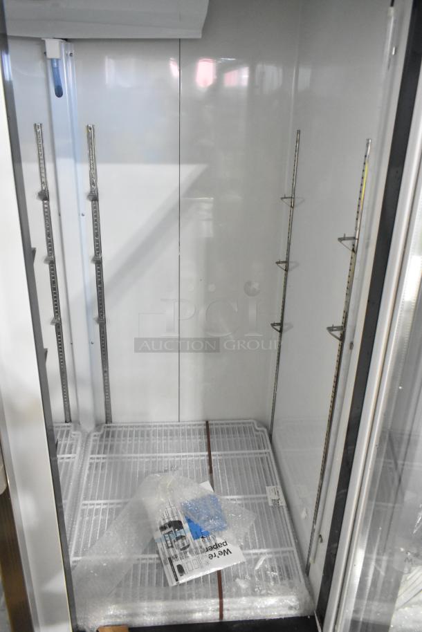 Brand new Avantco 178GDC49HCW 53" glass door refrigerator with LED lighting. Scratch and dent, customizable interior.