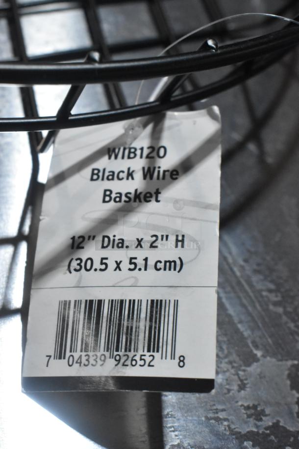 American Metalcraft WIB120 black wire basket, 12" diameter, 2" height. New condition, minor dents. 12 baskets included.