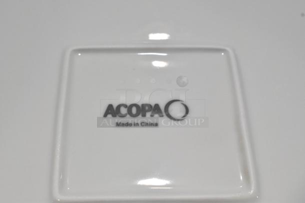 Acopa tableware with "Made in China" mark on white surface. Part of a 6 item scratch and dent auction set.
