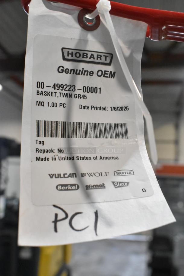 BRAND NEW Hobart Twin Basket 00-499223-00001 with tag. Genuine OEM, made in USA, date printed 1/6/2025.