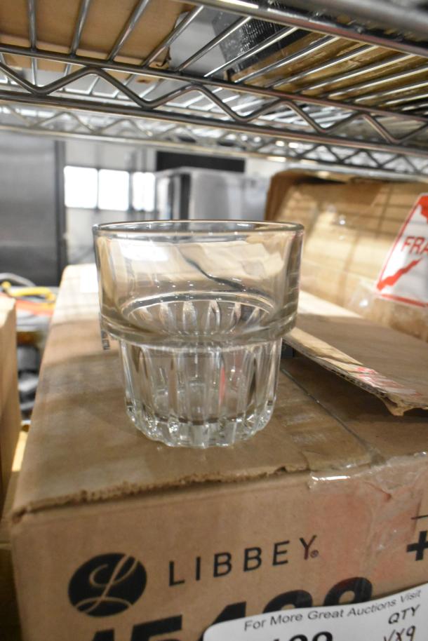 Libbey 15432 Everest 7 oz. Rocks/Old Fashioned Glass, new condition, on shelf, shipping box visible.