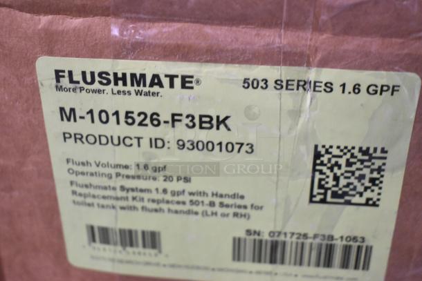 BRAND NEW SCRATCH AND DENT! Flushmate M-101526-F3BK 503 Series 1.6 GPF Replacement System, labeled in packaging.
