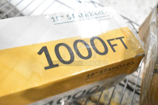 BRAND NEW SCRATCH AND DENT! Choice 18" x 1000' Aluminum Foil Roll. Packaging shows 18" Standard and 1000FT markings.