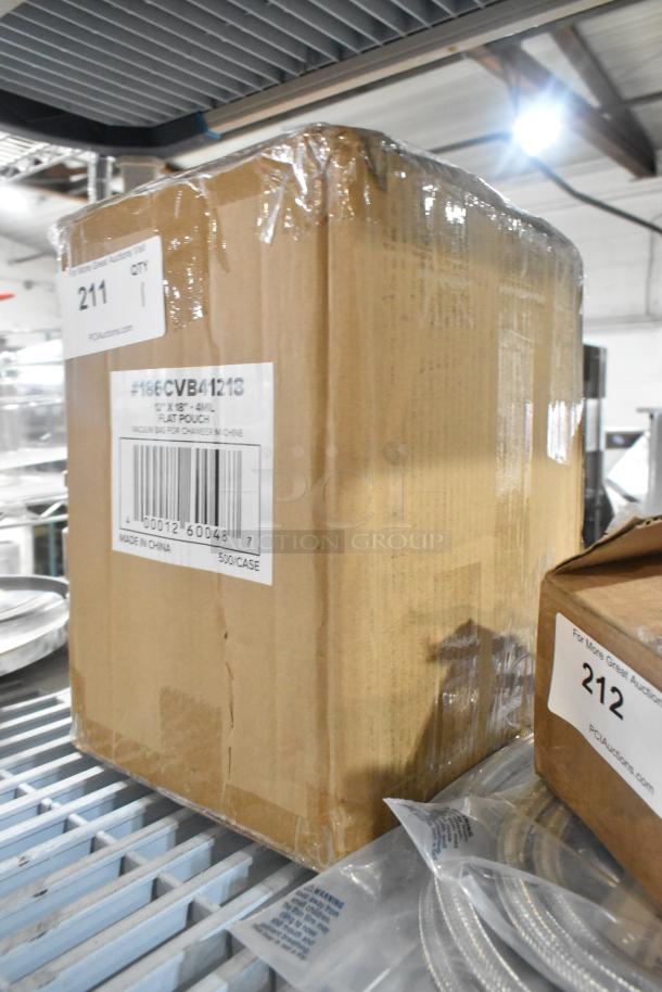 BRAND NEW VacPak-It 186CVB41218 chamber vacuum pouches, 12"x18", 4 mil, 500/case, with minor scratches on box.