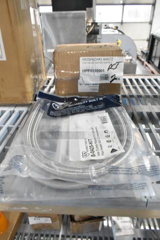 3 new scratch and dent items: T&S B-0425-KIT Inlet Kit with hoses and Hoshizaki 4A6722-03 Water Supply Valve, boxed.