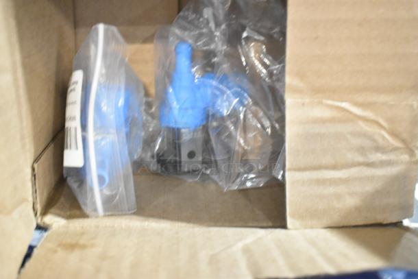 Three brand new items in box, including T&S B-0425-KIT inlet kit and Hoshizaki 4A6722-03 water supply valve, sealed in plastic.