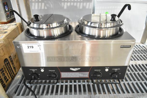 BRAND NEW SCRATCH AND DENT! Vollrath TW-27R stainless steel commercial food warmer, 120V, 1 phase, with cylindrical drop-ins.