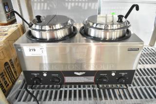 BRAND NEW SCRATCH AND DENT! Vollrath TW-27R stainless steel commercial food warmer, 120V, 1 phase, with cylindrical drop-ins.