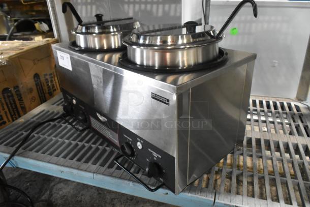 BRAND NEW Vollrath TW-27R stainless steel commercial countertop food warmer with cylindrical drop-ins, 120V, and 1 phase.