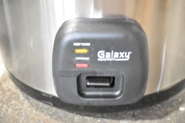 Brand new Galaxy 177RCSG60 rice cooker, 2024 model, with minor scratches. Features cooking, warming modes. 120V, 1-phase.