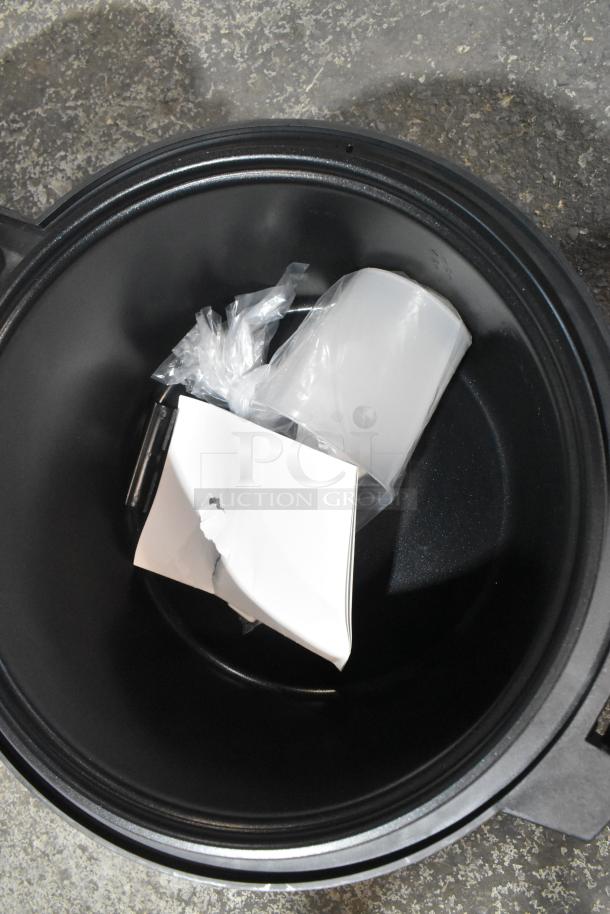 Brand new Galaxy 177RCSG60 electric rice cooker, 2024 model, 120 volts, 1 phase, scratch and dent, includes accessories.
