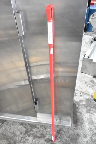 Brand new Carlisle 40225EC05 Sparta 60" red fiberglass broom/squeegee handle, scratch and dent, with threaded end.