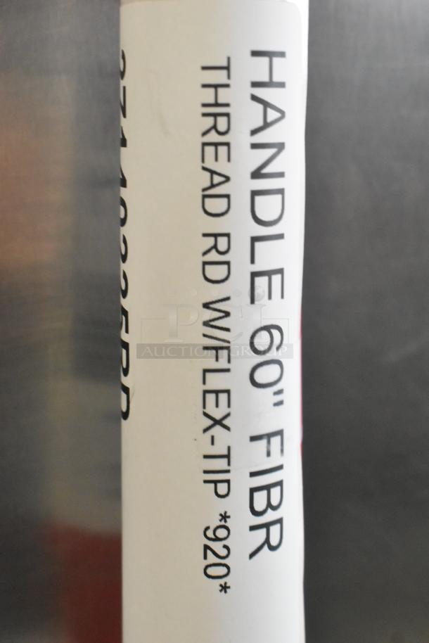 BRAND NEW 60" Carlisle 40225EC05 red fiberglass broom/squeegee handle, threaded, scratch and dent condition.