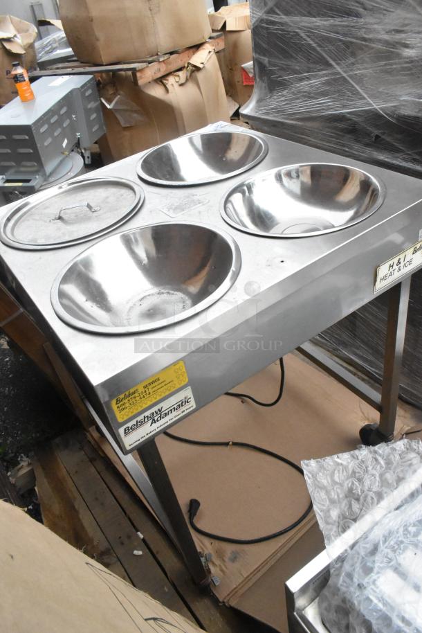 Belshaw H&I-4 Stainless Steel Heat and Ice Station, 208V, 1 Phase. Includes four bowls, good condition, visible brand labels.