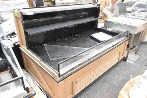 Killion Metal Commercial Open Grab N Go Merchandiser, 208/230V, 1 Phase, beige, used condition, visible shelves and electrical cord.