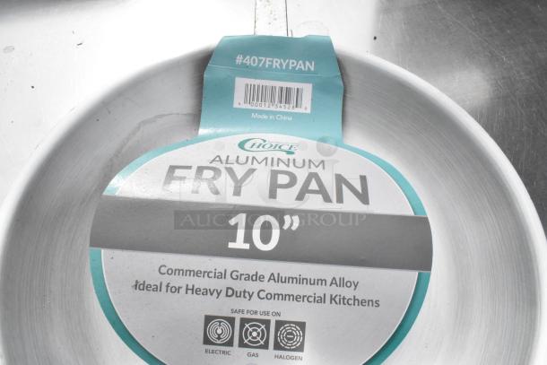 Choice 10" Aluminum Fry Pan, new with minor scratches, commercial grade for electric, gas, halogen stoves. Made in China.