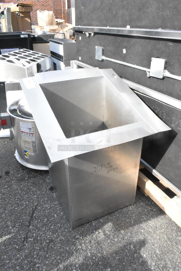 Clark vent piece, new, stainless steel, with labeled markings "20D" and measurements. Minor scratches visible. Auction includes two pieces.