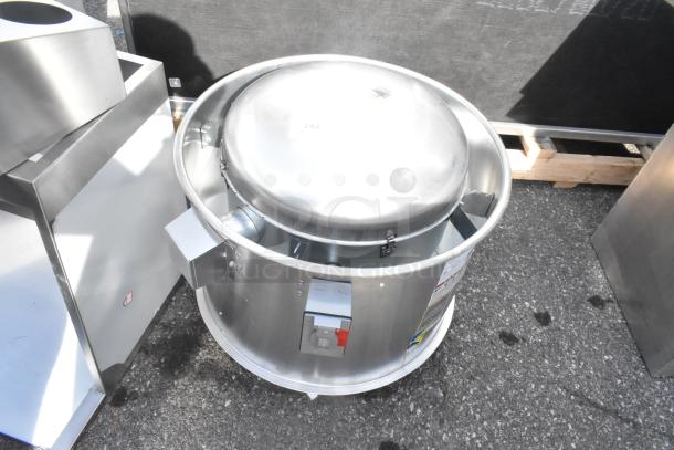 Brand new Naks 28D.1 metal commercial rooftop mushroom exhaust fan, 110/115 volts, 1 phase. Scratch and dent condition.
