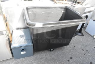 BRAND NEW Rubbermaid FG461600BLA black 16 Cu. Ft. bulk cube truck, 500 lb. capacity, minor scratches, sturdy wheels.