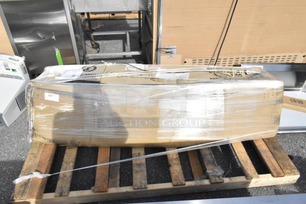 BRAND NEW SCRATCH AND DENT Hoshizaki HNC-180BA-L-SLH sushi display case, 71", left compressor, in original packaging, visible wear.