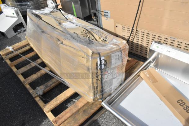 Brand new Hoshizaki HNC-180BA-L-SLH sushi display case, 71", left side compressor, scratch and dent, packaged on pallet.