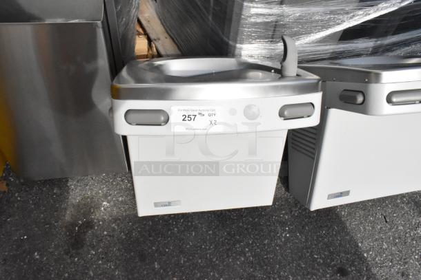 Brand new Oasis PG8ACSL-SK310 Versacooler II drinking fountain, bi-level design, silver, 115V, minor scratches, greystone finish.