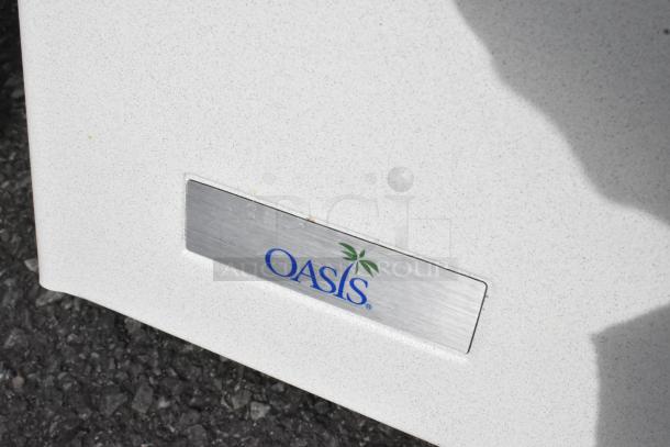 Oasis PG8ACSL-SK310 drinking fountain, greystone finish, brand logo visible. Bi-level, 8 GPH, 115V, 1 phase.
