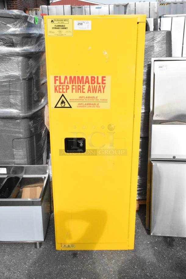 BRAND NEW Durham Mfg 22-gallon steel flammable liquids storage cabinet 1022M-50, scratch and dent, with manual door.