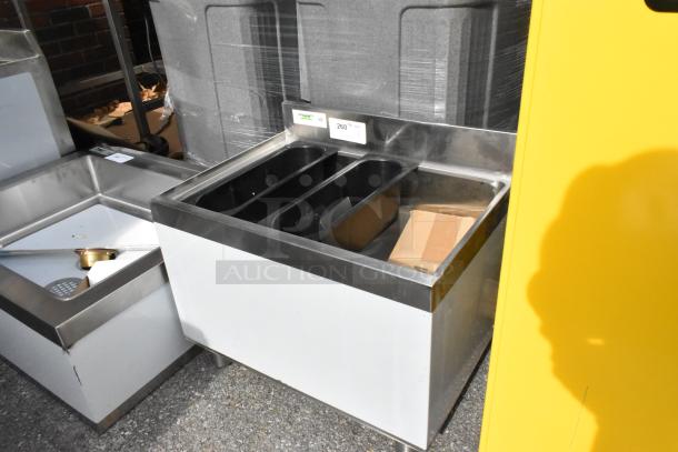 Brand new Regency 600IB1824 stainless steel sliding lid for 18"x24" underbar ice bin. Light scratches visible.
