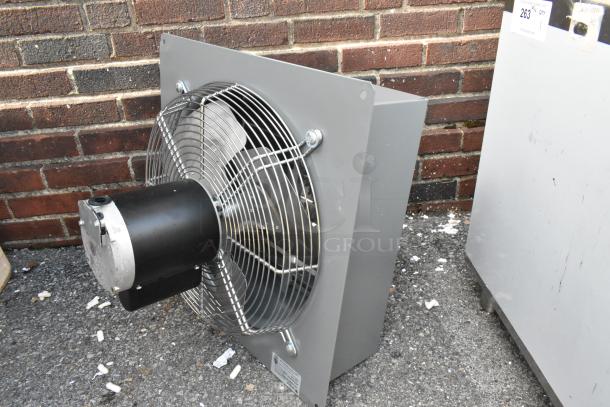 New 2025 Canarm S16-E1 metal wall exhaust fan, scratch and dent model, visible minor surface blemishes, durable build.