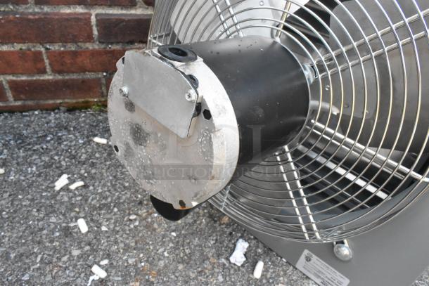 Brand new 2025 Canarm S16-E1 metal wall exhaust fan, showing minor scratches and dents. Features protective metal grill.