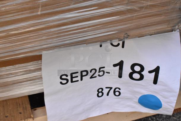 Bundle of 20 scratch and dent items, brand new. Includes sink, work table, and overshelf. Label marked "SEP25-181 876."