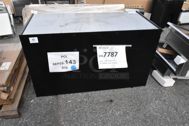 Brand new 168OCS490TRSF All State Manufacturing coffee stand, 49"x23.25"x34", with condiment tray, tags visible.