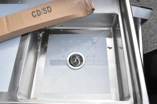 Regency 50" 16-Gauge Stainless Steel Dishtable with right sink; scratch and dent condition; CD/SD marked box.