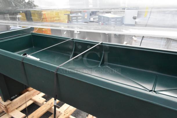 Brand new Carlisle 660808 Forest Green 6' "Six Star" youth salad bar, open base, minor scratches, portable design.