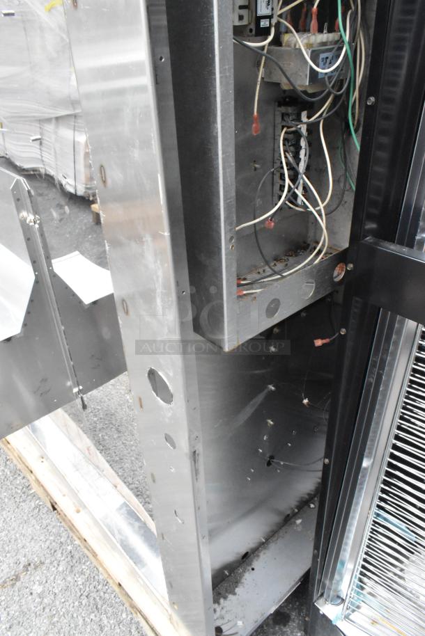 5' Wells stainless steel self-contained grease hood, incomplete wiring exposed, moderate wear, suitable for commercial kitchen.