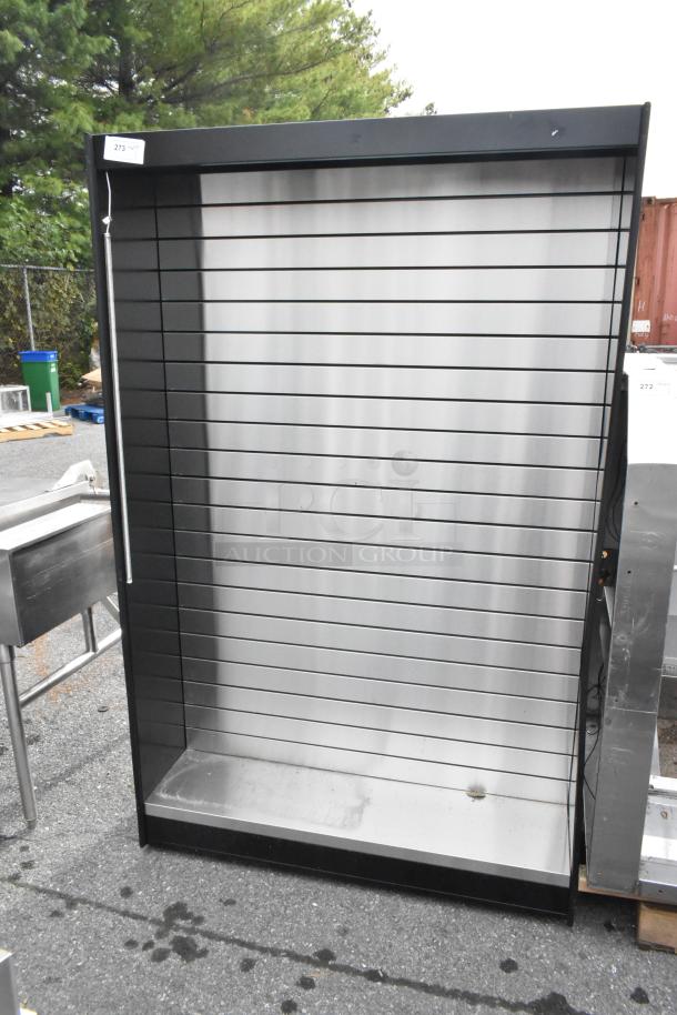 All State ASMMS491-DS display cabinet, metal frame, slatwall panels, minor wear, number tag 273 visible on top corner.