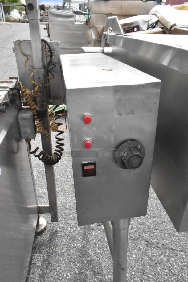 Stainless steel commercial braising pan, floor style, control panel with red buttons and dial, good condition.