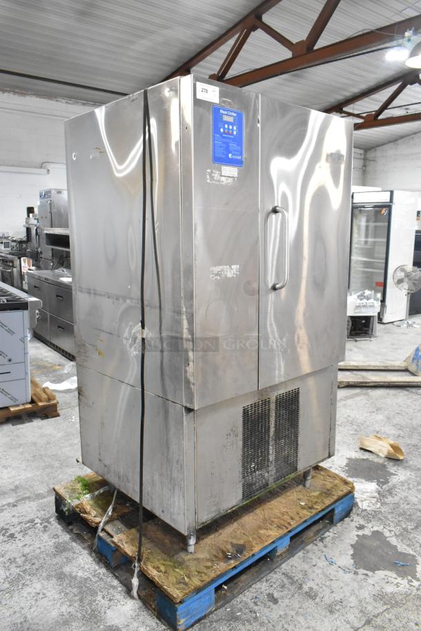 Randell BC-18 stainless steel commercial blast chiller, 4 probes, 115/230 volts, 1 phase, visible wear, model plate shown.
