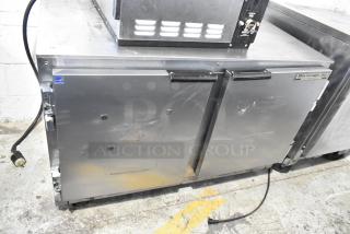 Beverage Air UCR48A stainless steel 2-door undercounter cooler on commercial casters, 115 volts, in used condition.