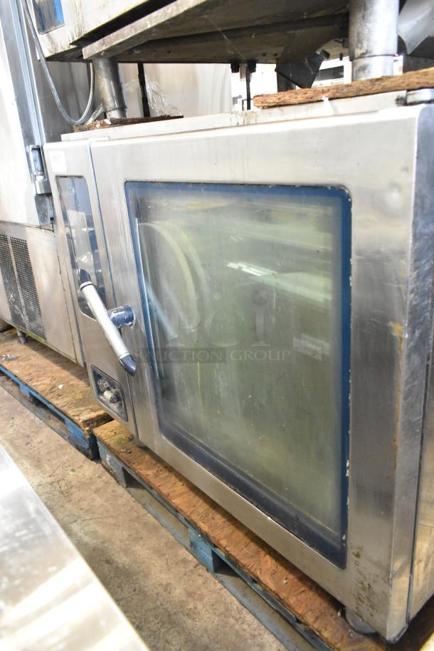 Alto Shaam stainless steel combi convection oven, electric, 208/240V, 3-phase. Commercial, visible wear.