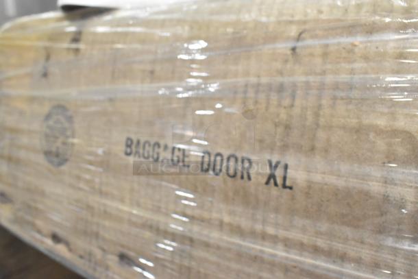 8 new scratch and dent boxes, wrapped, marked "Baggage Door XL," includes LED emergency light, auction item.